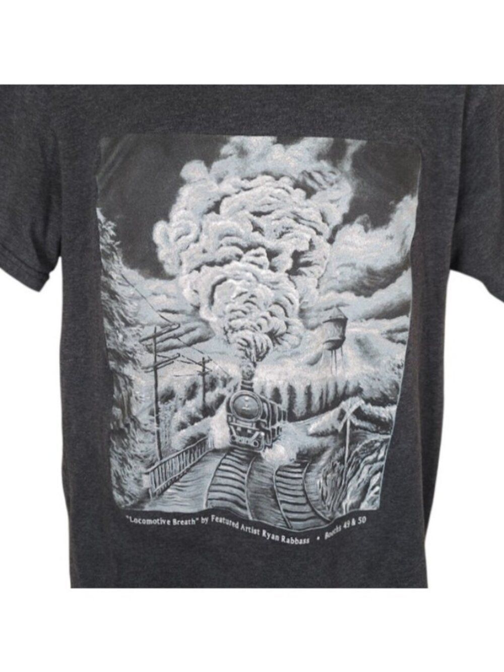 Train Locomotive T Shirt Mens Size Large Gray Art In The Park Railroad
